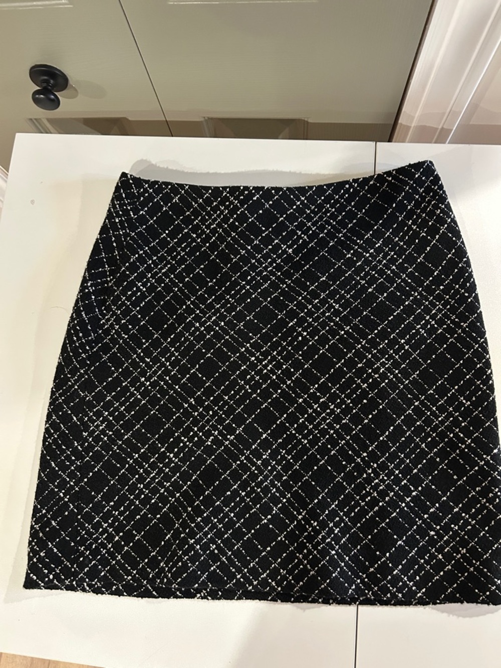 RW&CO. Black Tweed Pencil Skirt with White Grid